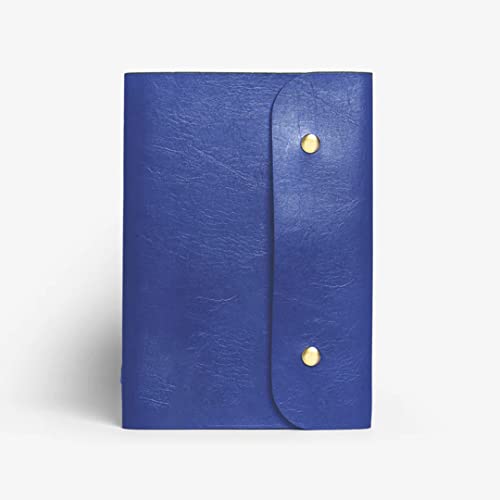 Image of The Messy Corner Leather Button Diary | A5 Travel Dairy for Men and Women | Vegan & Premium Quality | 80 GSM, 140 Ruled Pages - Stylish Blue Notepad