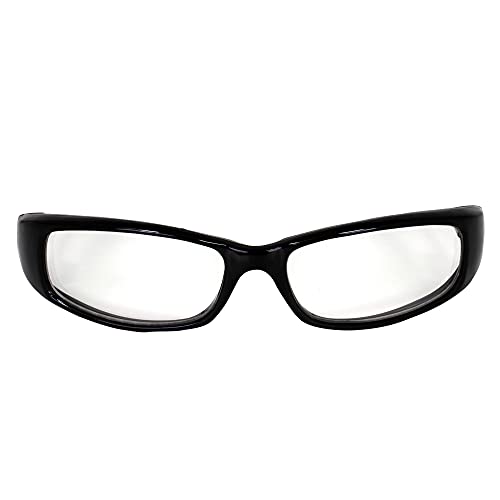 2 Pairs of MF Eyewear Bad Attitude Cool Wraparound Motorcycle Sunglasses Black Frames with Clear & Super Dark Lenses2