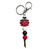 Lemua Ladybug Keychain, Ladybug Gifts for Women Girls, Cute Red Silicone Beaded Handbag Charm Purse Charm