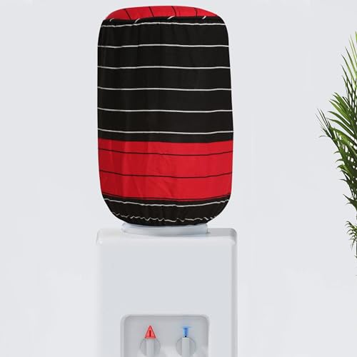 Image of Swayam 20 Litre Bottle Cover for Home & Office | Bottle Protector | Lace Closure at Bottom | Machine Washable | Environment Friendly | Digitally Printed | 44cm x 42cm x 32cm - Black & Red