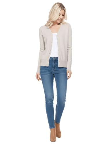 Image of YEMAK Women's Knit Cardigan Sweater - Long Sleeve V-Neck Basic Classic Casual Button Down Knitted Soft Lightweight Top