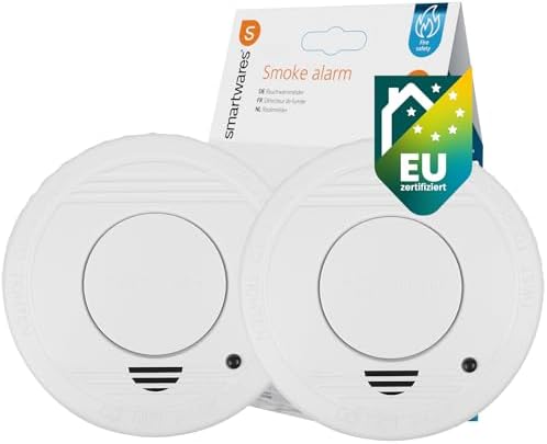 Smartwares Rauchmelder 2er-Set- Optischer Sensor - TÜV geprüft - Auswechselbare Batterie 1 Jahr - Testtaste - 85 dB - 10.048.28