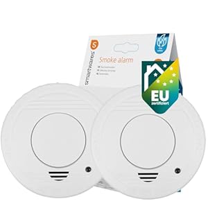 Smartwares Rauchmelder 2er-Set- Optischer Sensor - TÜV geprüft - Auswechselbare Batterie 1 Jahr - Testtaste - 85 dB - 10.048.28