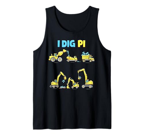 Cute Construction Trucks Pi Day I Dig Pi Camiseta sin Mangas
