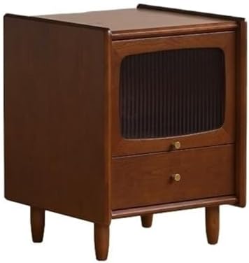 Mid-Century Modern Nightstand - Real Oak Wooden Bedside Table with Storage - Stylish End Table & Coffee Table for Bedroom, Living Room - Durable, Versatile Design