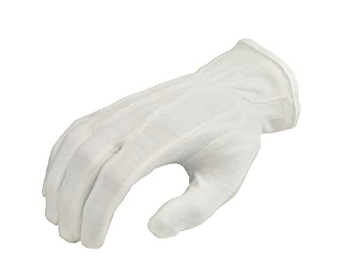 G & F Products 100% White Cotton Marching Band Parade Glove Formal Dress Gloves Service Gloves Inspection Gloves, Sold By Pair, Size Large 1 Pair #TOP6