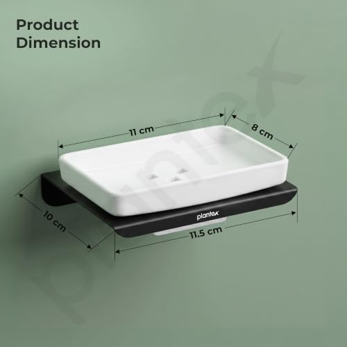 Image of Plantex Stainless Steel with ABS Material Soap Holder for Bathroom /Wall Mounted Soap Holder /Bathroom Accessories - (Matt Black)