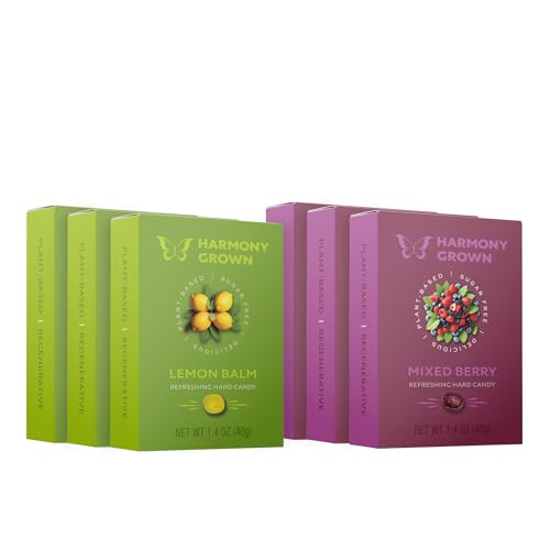 Stevita Harmony Grown Hard Candy - 6 Pack, 3 Each Flavor - 1.4 oz Shake & Share Box - Mixed Berry and Lemon Balm - Sugar Free, Non-GMO, Keto Friendly - Made in Italy