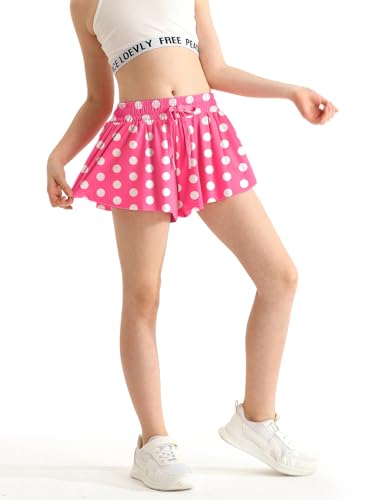 Girls Flowy Athletic Shorts with Pocket Drawstring 2 in 1 Quick Dry Butterfly Skirts for Running, Tennis, Dance2