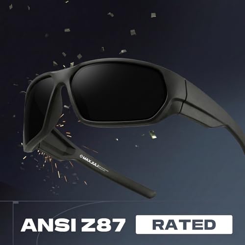 Image of MAXJULI XL Z87 Wrap Around Sports Sunglasses for Big Wide Heads Men TR90 Ultralight UV400 Protection Safety Glasses 8707