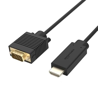 Amazon Basics HDMI (Source) to VGA (Display) Cable (ONE-Directional), Male to Male, 1080P, Gold-Plated, 6 feet, Black