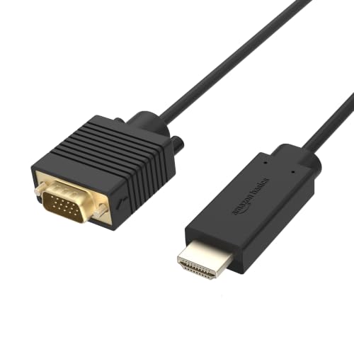 Amazon Basics HDMI (Source) to VGA (Display) Cable (ONE-Directional), Male to Male, 1080P, Gold-Plated, 6 feet, Black