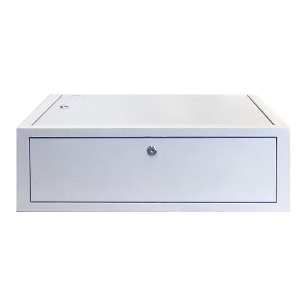 3U - Armadietto da parete con porta in metallo bianco, profondità 185 mm