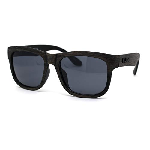 Image of Kush Mens Brushed Wood Grain Sport Horn Rim Black Lens Sunglasses