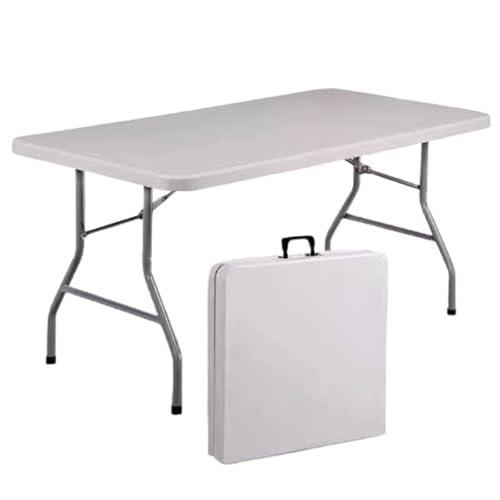Mesa plegable portátil de plástico resistente rectangular con asa de transporte, multiusos para uso en interiores y exteriores, ideal para fiestas y eventos