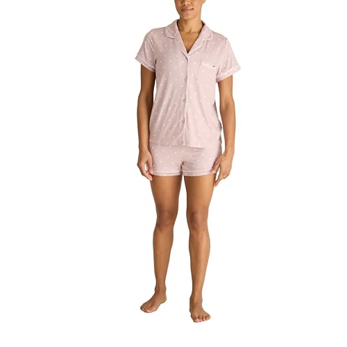 Ensemble de pyjama premium Tahari col cranté et short imprimé Cloud Pin Dot L - 2
