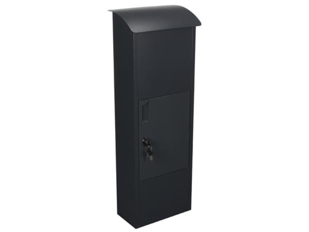 Perel Buzón de Paquete de Helsinki, instalación Gratuita, con Soporte de Nombre, 2 Teclas, Dimensiones (H x W x D) 105.3 x 39 x 24 cm, Negro