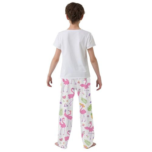Flamingo with Ice Cream Boys Long Pants Soft Trousers Elastic Waist Kids Lounge Bottoms with Pockets S-XL3