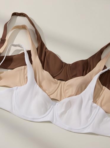 DOBREVA Women's Unlined Balconette Bra Underwire Supportive Plus Size Smooth Scoop Neck2