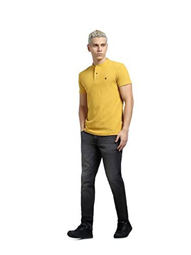 Image of Jack & Jones Men's Cotton Blend Henley Style Solid Slim Fit T-Shirt
