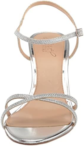 Jewel Badgley Mischka Women's DEXTRA Wedge Sandal, Silver Fabric, 8 | Image 1