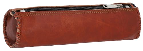 Gusti Stiftemappe Leder - Timmy Federtasche Schlamperrolle Stifterolle Vintage Braun Leder