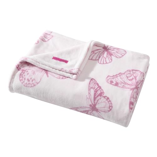 Image of Betsey Johnson - Blanket, Ultra-Soft Plush Bedding, Warm & Cozy, Oversized Room Essentials (Malachite Butterfly Pink, King)