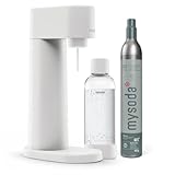 Mysoda Woody – Machine à eau pétillante en composite de bois, avec bouteille PET Quick Lock sans BPA et cylindre CO2   Blanc