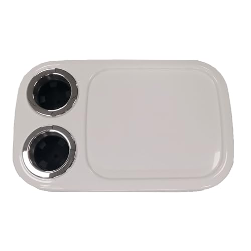 WTJDCCY Rv Table Top with 2 Cup Slots, Camping Table Top Replacement, ABS Material, Rv Dinette Table Top for Caravans Boat Patio Yacht(White)