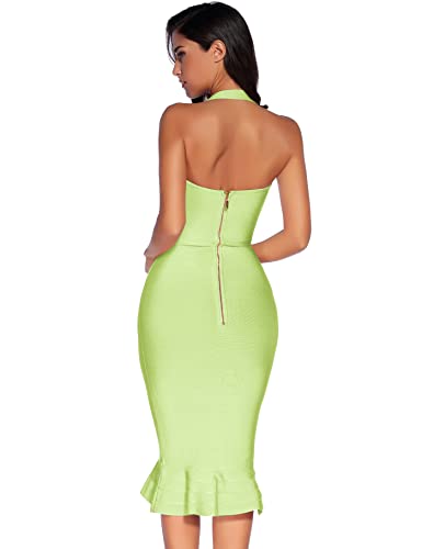 Image of meilun Womens Halter Fishtail Bandage Party Dress Elegant Wedding Guest Dress