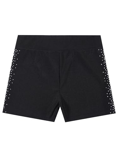 Kids Girls Sparkly Rhinestones Dance Shorts High Waistband Booty Shorts Tumbling Athletic Gymnastics Short4