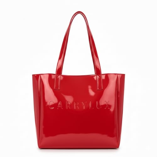 Image of Carrylux Spacious Tote Bag For Womens Handbag Ladies Purses, With Zip Closure Shining Synthetic Leather | Spacious