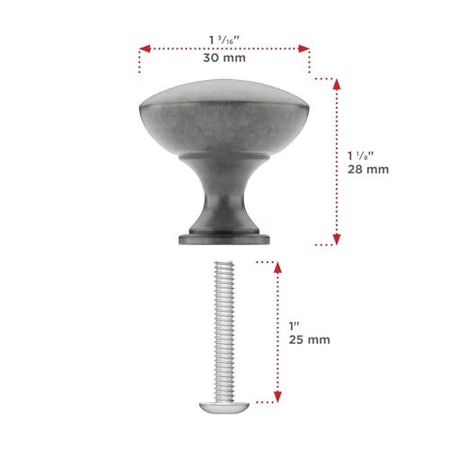 Image of Richelieu Hardware BP9041142 Copperfield Collection 1 3 /16-inch (30 mm) Pewter Functional Cabinet and Drawer Mushroom Knob for Kitchen, Bathroom, and Furniture
