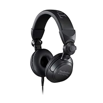 Technics Fones de ouvido profissionais para DJ com drivers de bobina de voz CCAW de 40 mm, estrutura giratória de 270° e cabo destacável com trava; leve, dobrável de alta entrada – EAH-DJ1200 (preto)