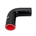 Hiwowsport 90 Degree Elbow 4-Ply Thickness 5mm High Performance Coupler Silicone Hose for Auto with 2PCS T-Bolt Clamp Black Color (ID: 1.5''(38mm))