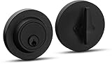 Berlin Modisch Single Cylinder Deadbolt Lock Sleek Round for Front Door Modern Contemporary High Security Heavy Duty – Iron Black Finish
