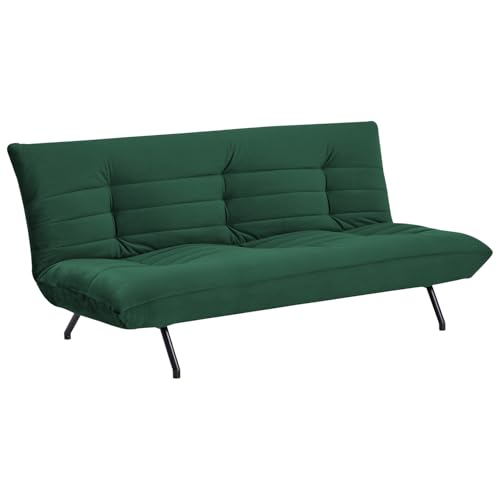 Happy Garden Canapé 3 Places Convertible en Velours Vert Anatole – Lit d'appoint 2 Personnes,...