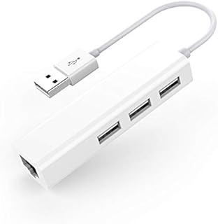 LENTION 3 USB Ports Hub with RJ45 LAN Adapter Laptop Ethernet Dock Network Extender Compatible MacBook Air/Pro (Previous Generation), Chromebook, Windows Laptop, More (White)
