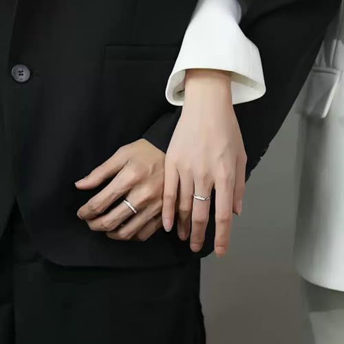 Bagues de couple en argent 925 flocon de neige ajustable - 4