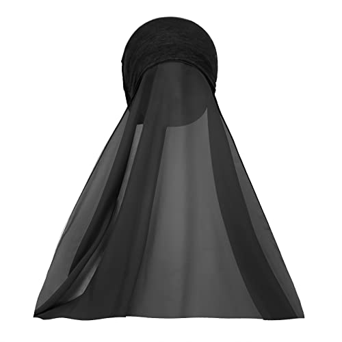 Chiffon Instant Hijab for Women Muslim Under Scarf Tube Cap with Veil Fashion Islam Solid Color Headscarf Turban Wrap3