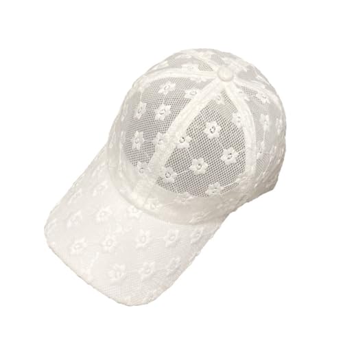 Gorra blanca de encaje con visera ajustable para verano miniatura 1