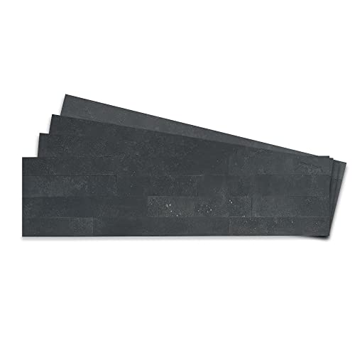 Tic Tac Tiles Peel and Stick Removable Stick On Kitchen Backsplash Bathroom 3D Natural Concrete Tiles (12-Sheet) (African Night)