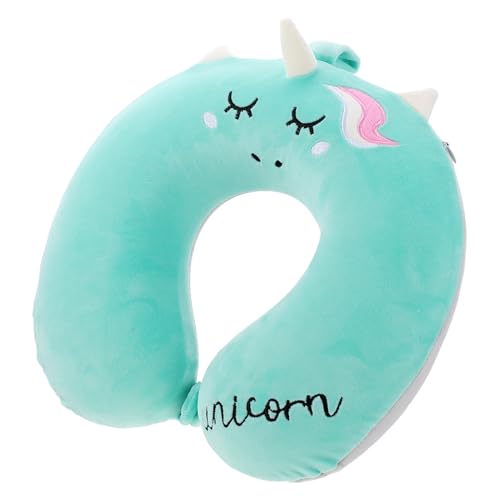 LAPYAPPE Almohada para Reposacabezas de Coche en Forma de Unicornio Espuma Viscoelástica, Cojín Cervical Cómodo de Poliéster para Oficina y Viajes, Alivio de Fatiga