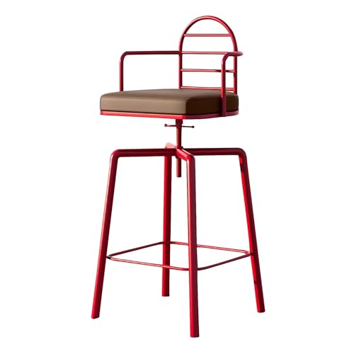 Tabouret de bar réglable haut de gamme avec dossier vintage et pieds en métal noir