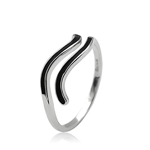 Bague ajustable femme argent S925 wave pattern bijoux mode dames tendance