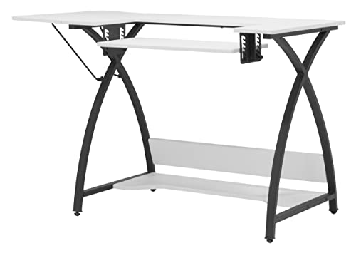 Sew Ready Comet Plus Hobby Side And Lower Shelf Sewing Table, 45.5" W X 23.5" D X 30" H, Black/White #TOP3