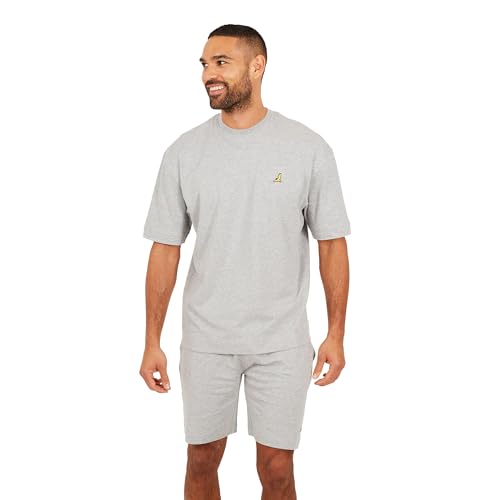 Image of BRAVE SOUL Mens Short Sleeve T-Shirt and Shorts Set 2-Piece Summer Outfit for Everyday Comfort, Grey Colour, Size- S