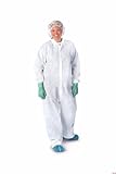 Medline Heavyweight Spunbond Polypropylene Coveralls, Elastic Wrists, Open Ankles, Size 2 XL, White, Case of 25 Each