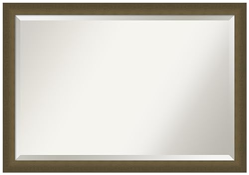 Amanti Art Bronze Wall Mirror 28x40 Blaine Light Bronze Narrow Rectangle Bathroom Mirror for Wall Decor Living Room, Large Modern Frame, Hangs Horizonally and Vertically, Bathroom Decor, Beveled Edge
