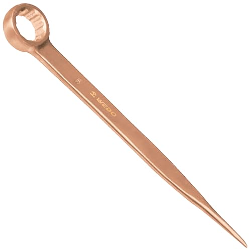 WEDO Non-Sparking Construction Box End Wrench with Pin, Box End Wrench with Pointy Tail wrench,Metric,Size 13mm,Length 180mm, Beryllium Copper,Non-Magnetic,DIN Standard,BAM&FM Certificate